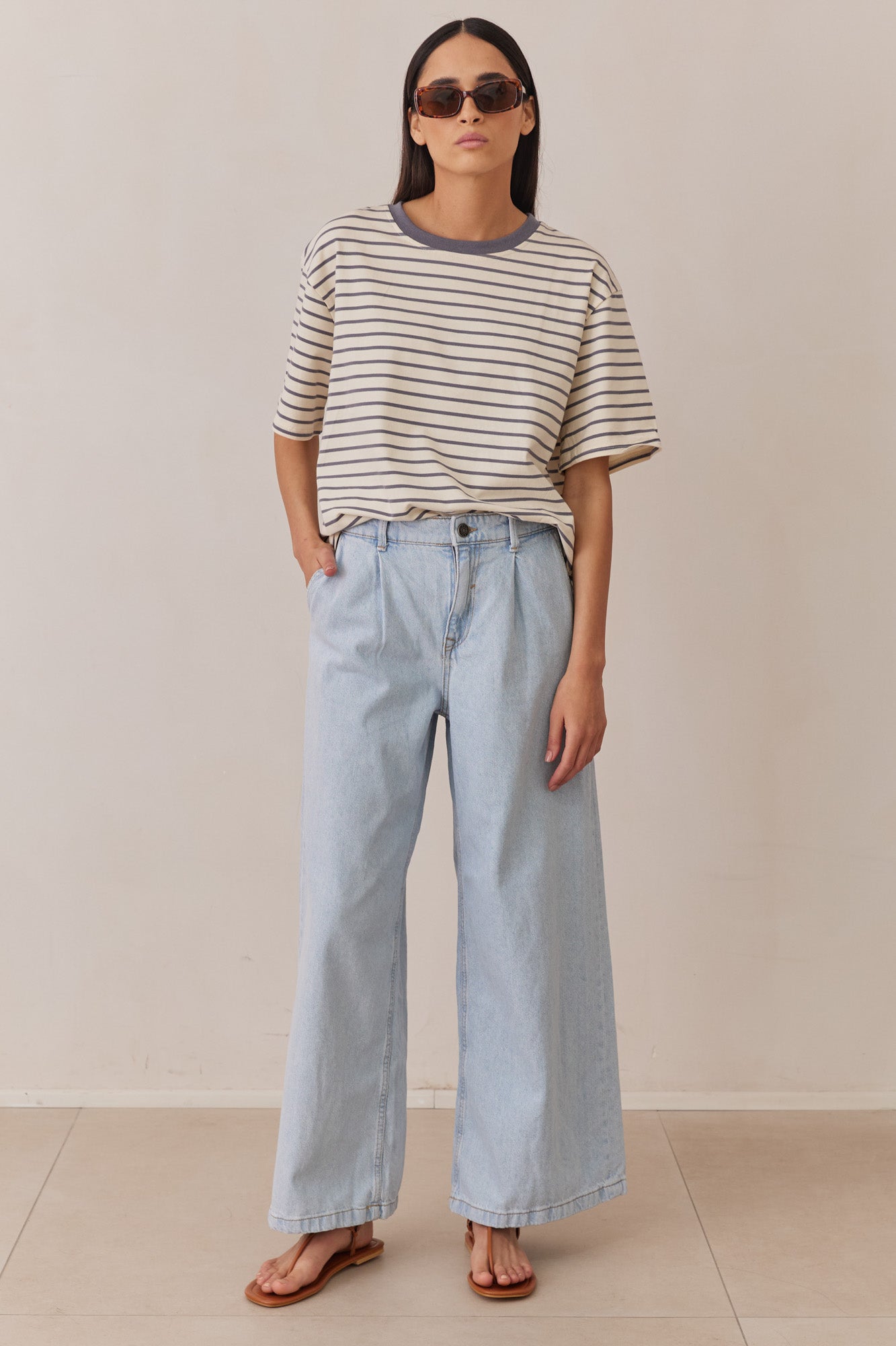 מכנסי דנים קייל גזרה רחבה | ג'ינס בהיר