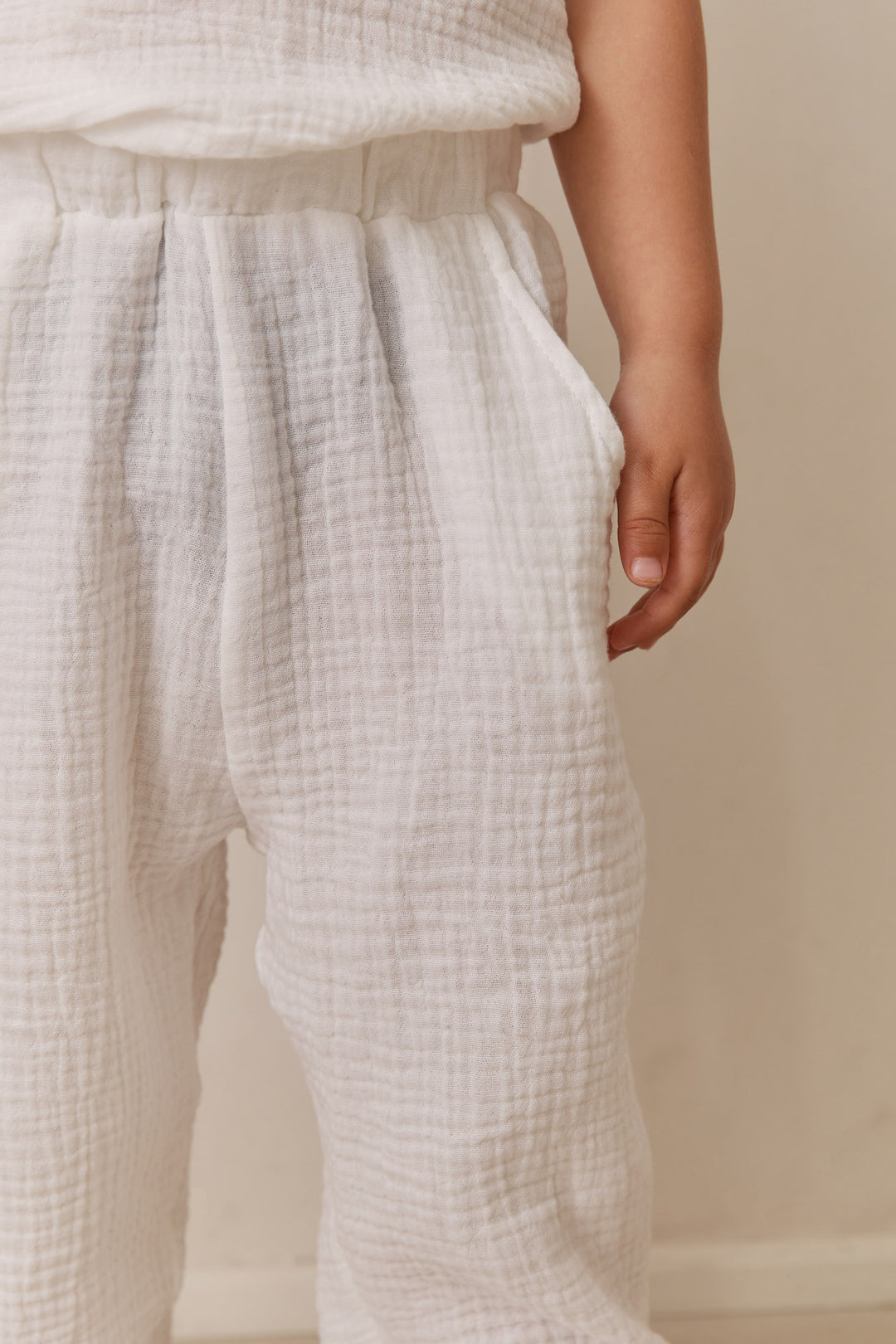 מכנסי טטרה סיומת פרומה | לבן