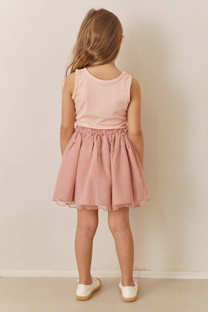 חצאית מיני טוטו בשילוב גומי במותן | ורוד