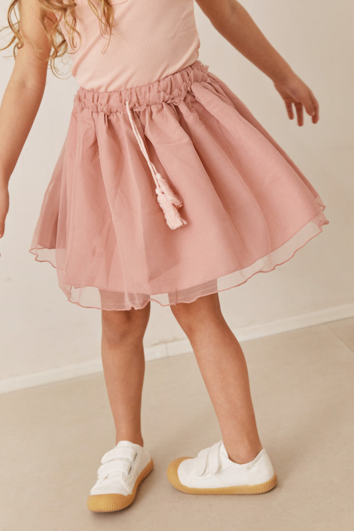 חצאית מיני טוטו בשילוב גומי במותן | ורוד