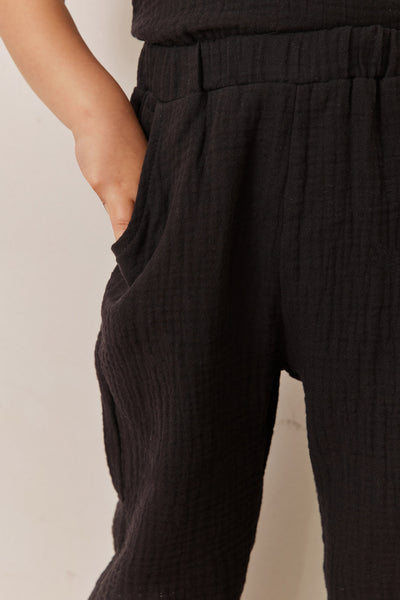 מכנסי טטרה סיומת פרומה | שחור