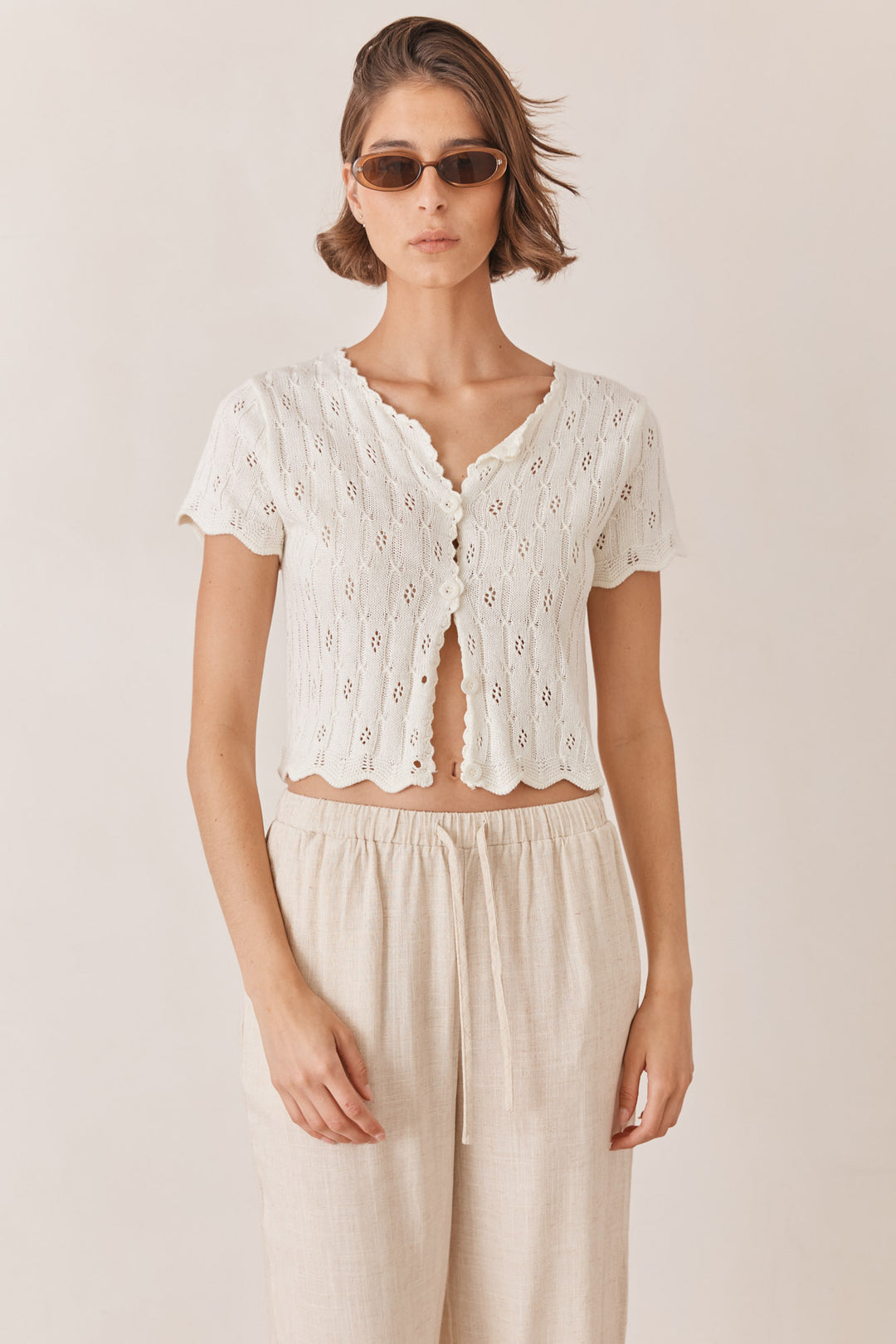 מכופתרת קאיה עיטורי רקמה | קרם