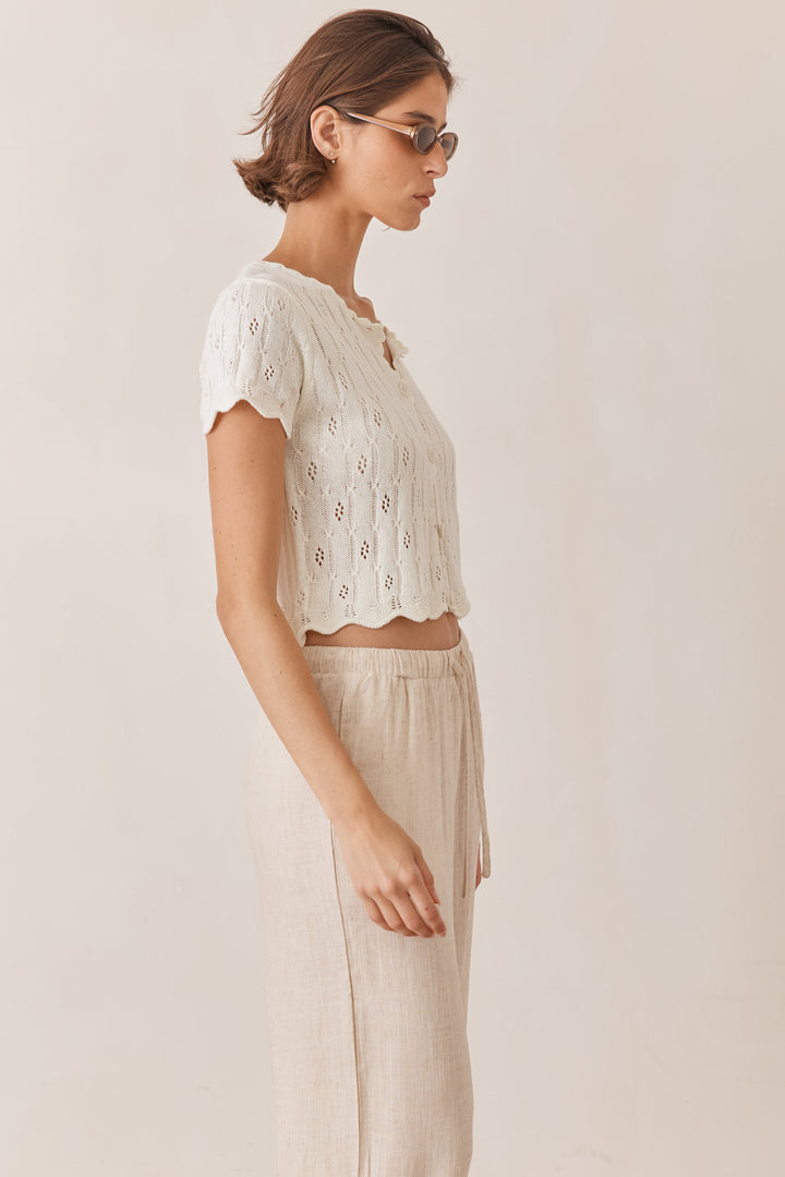 מכופתרת קאיה עיטורי רקמה | קרם