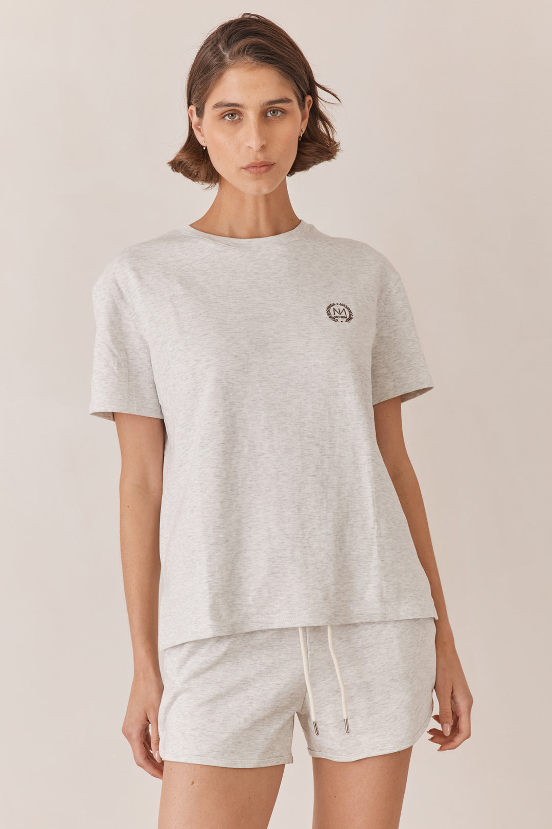 חליפת פרנסיס בשילוב רקמת לוגו | אפור בהיר