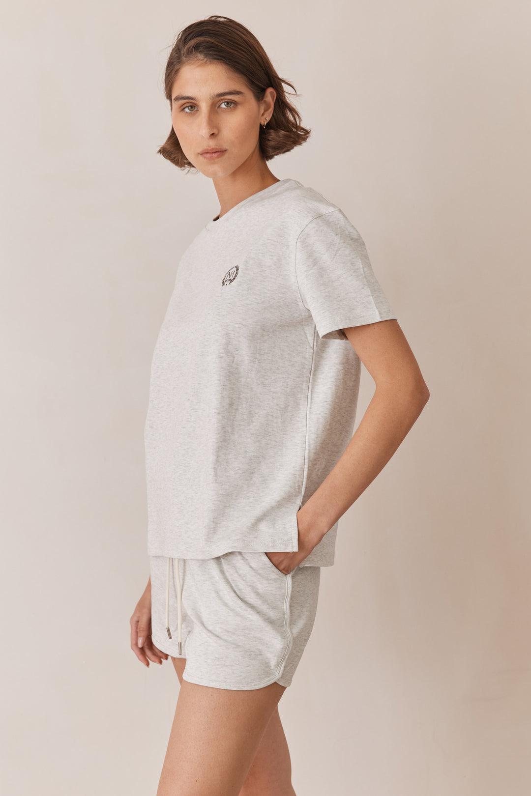 חליפת פרנסיס בשילוב רקמת לוגו | אפור בהיר