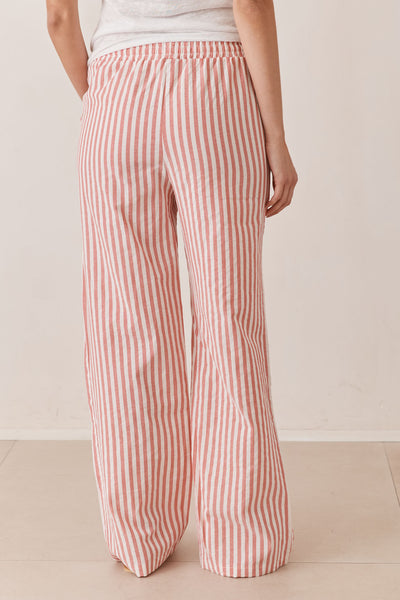 מכנסי לוסיה סטרייפס גזרה ישרה | אדום/לבן