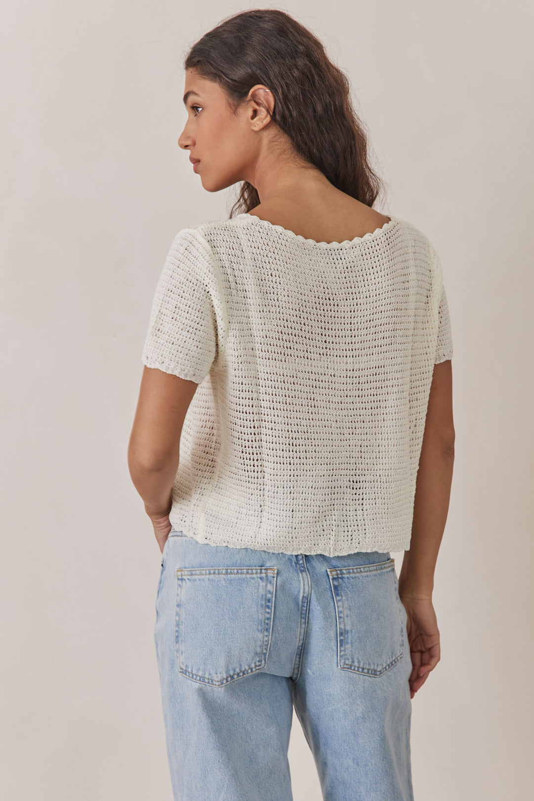 מכופתרת ברנדי בד קרושה | לבן