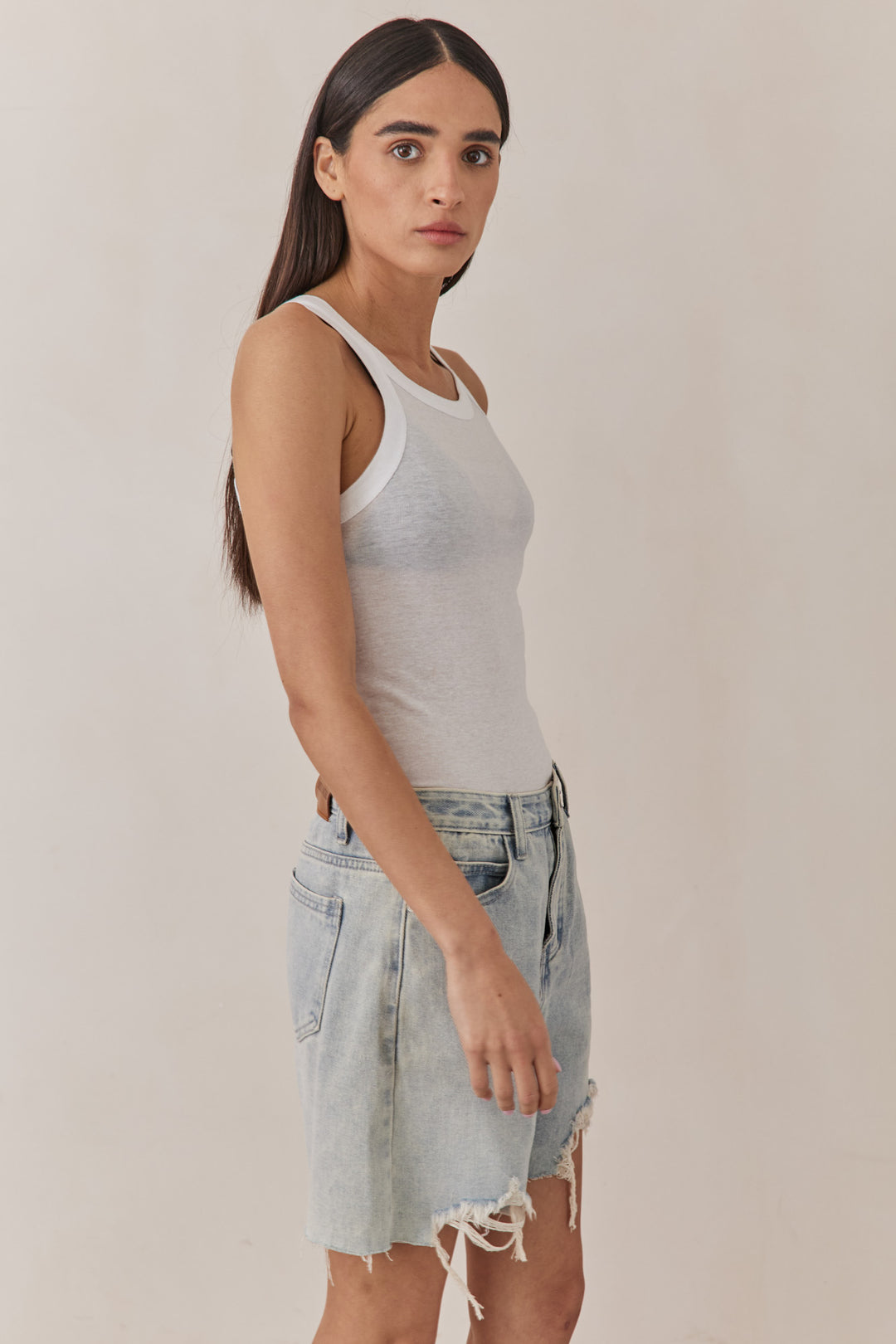 גופיית קורי בד מוס שקפקף | לבן