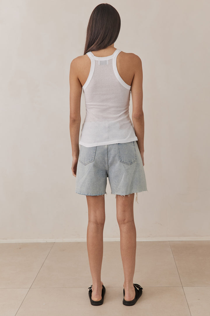 גופיית קורי בד מוס שקפקף | לבן