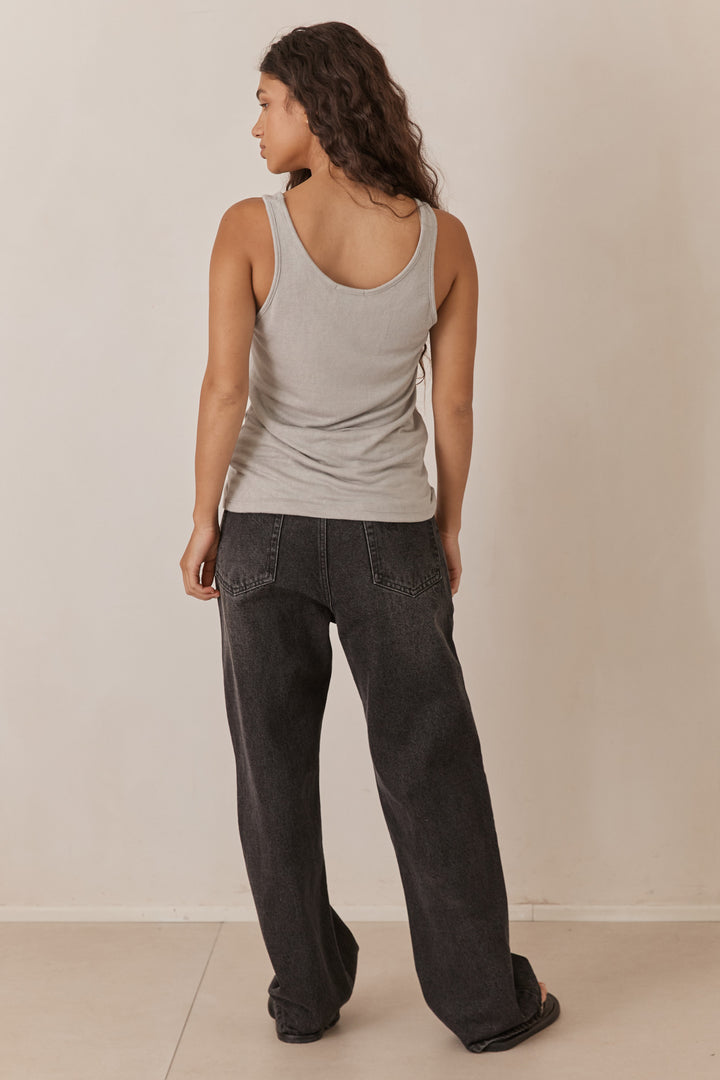 גופיית בוני דמוי פשתן | אפור אייס