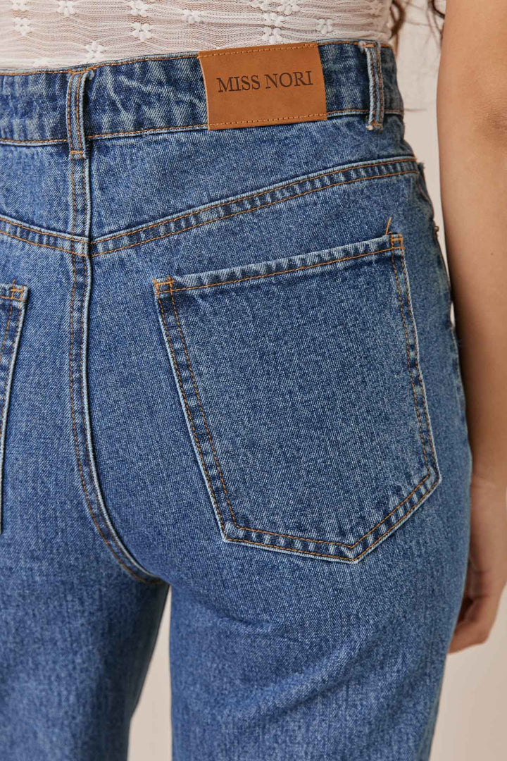 מכנסי דנים איאן בסיומת שסע | ג'ינס