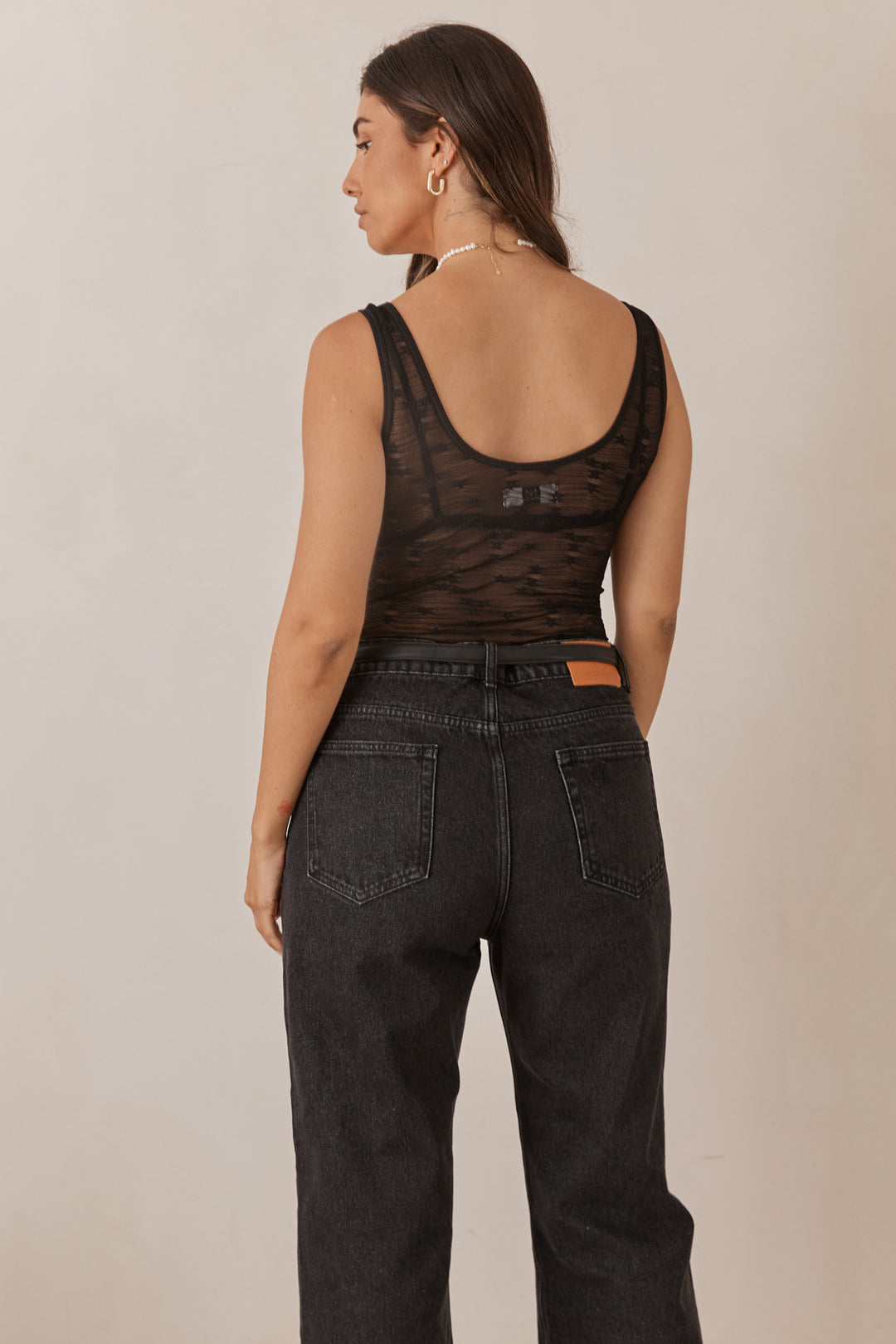 בגד גוף כריס בד תחרה | שחור