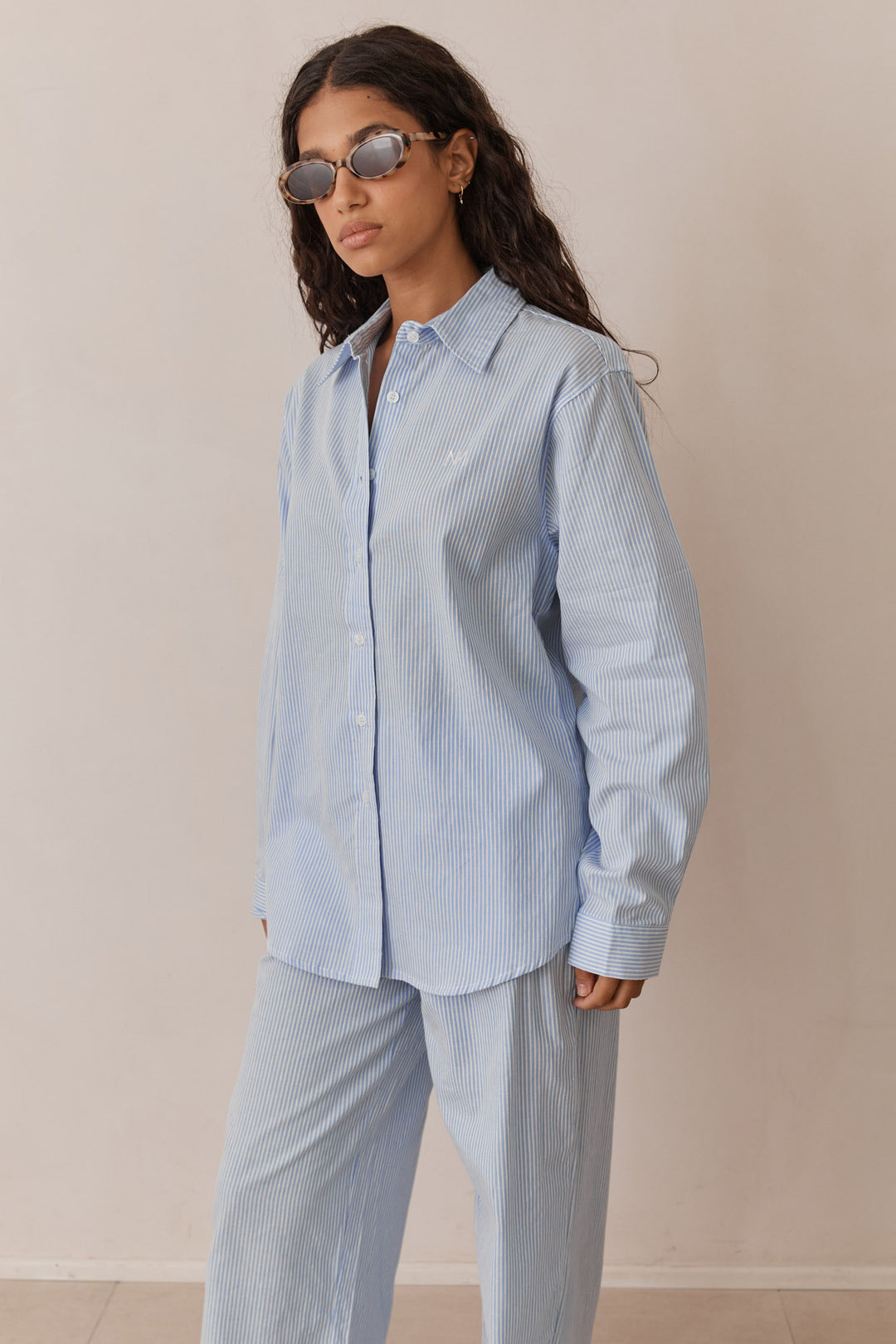 מכופתרת פלרמו סטרייפס | כחול בהיר