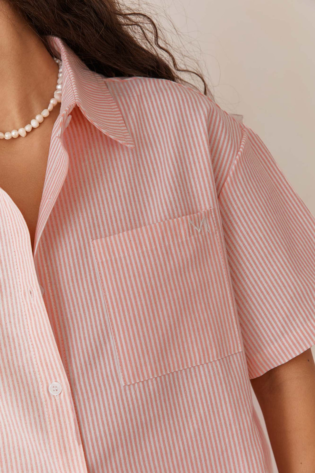 מכופתרת אליסה סטרייפס כיס קדמי | אדום/לבן