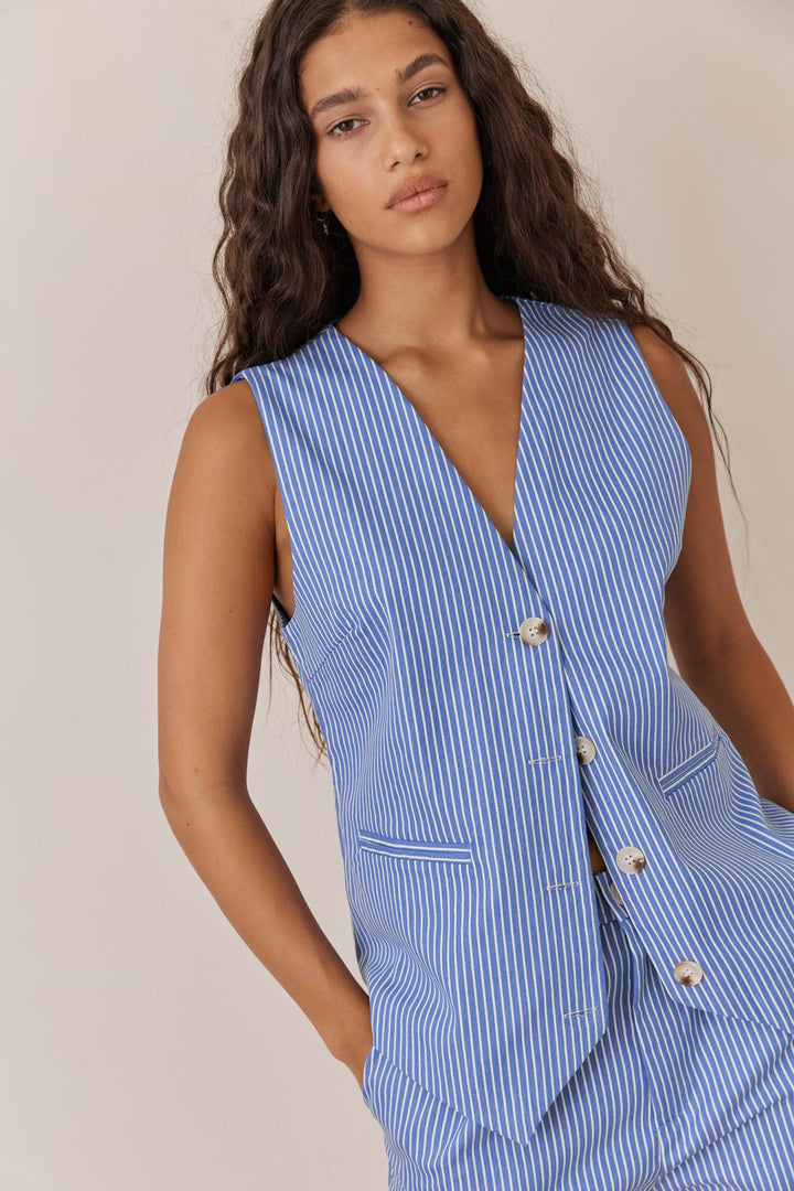 ווסט מיאמי סטרייפס סגירת כפתורים | כחול/לבן