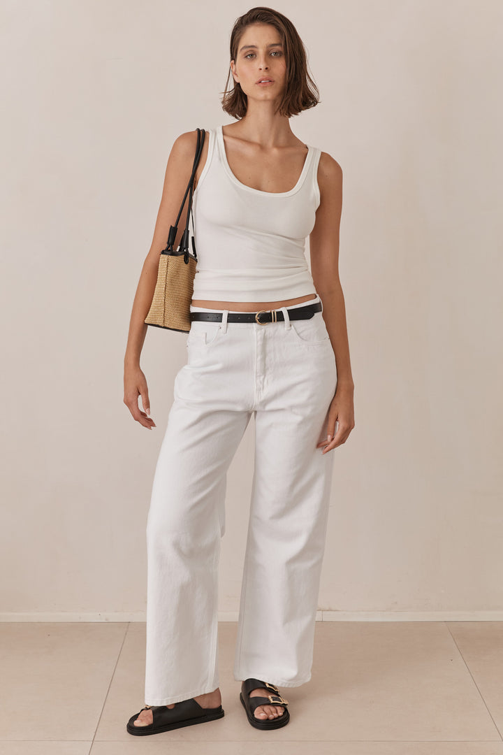 גופיית בייסיק סופי בד ריב דק | לבן