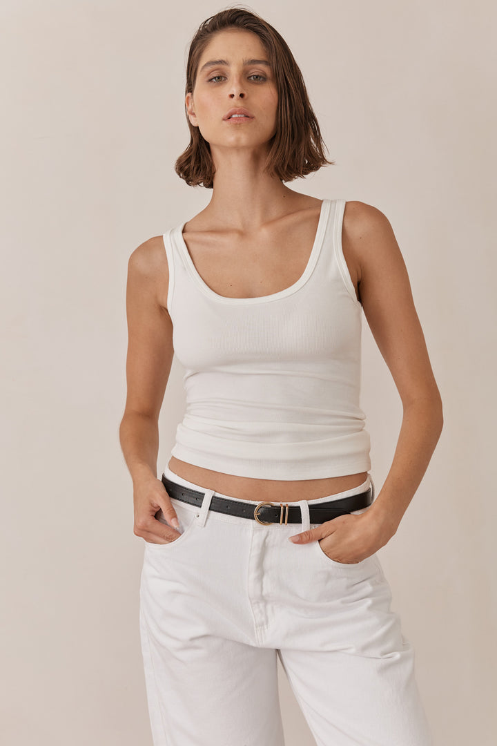 גופיית בייסיק סופי בד ריב דק | לבן