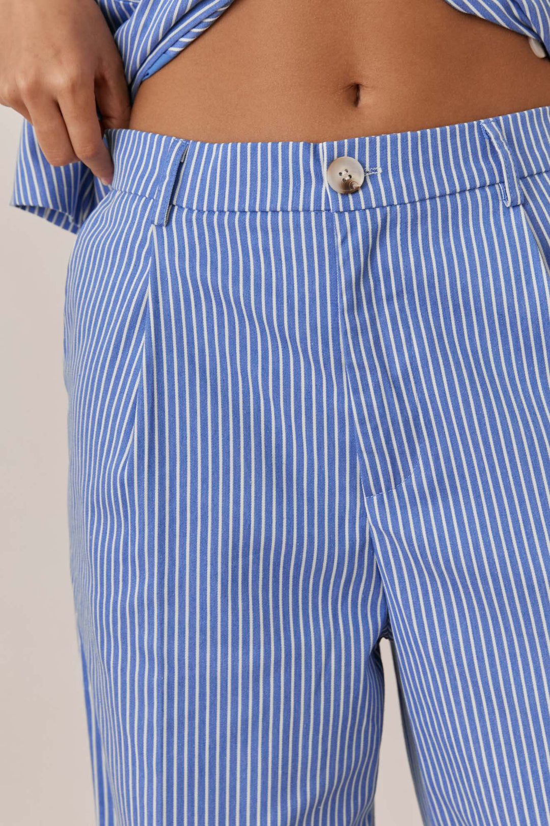 מכנסי מיאמי סטרייפס גזרה ישרה | כחול/לבן