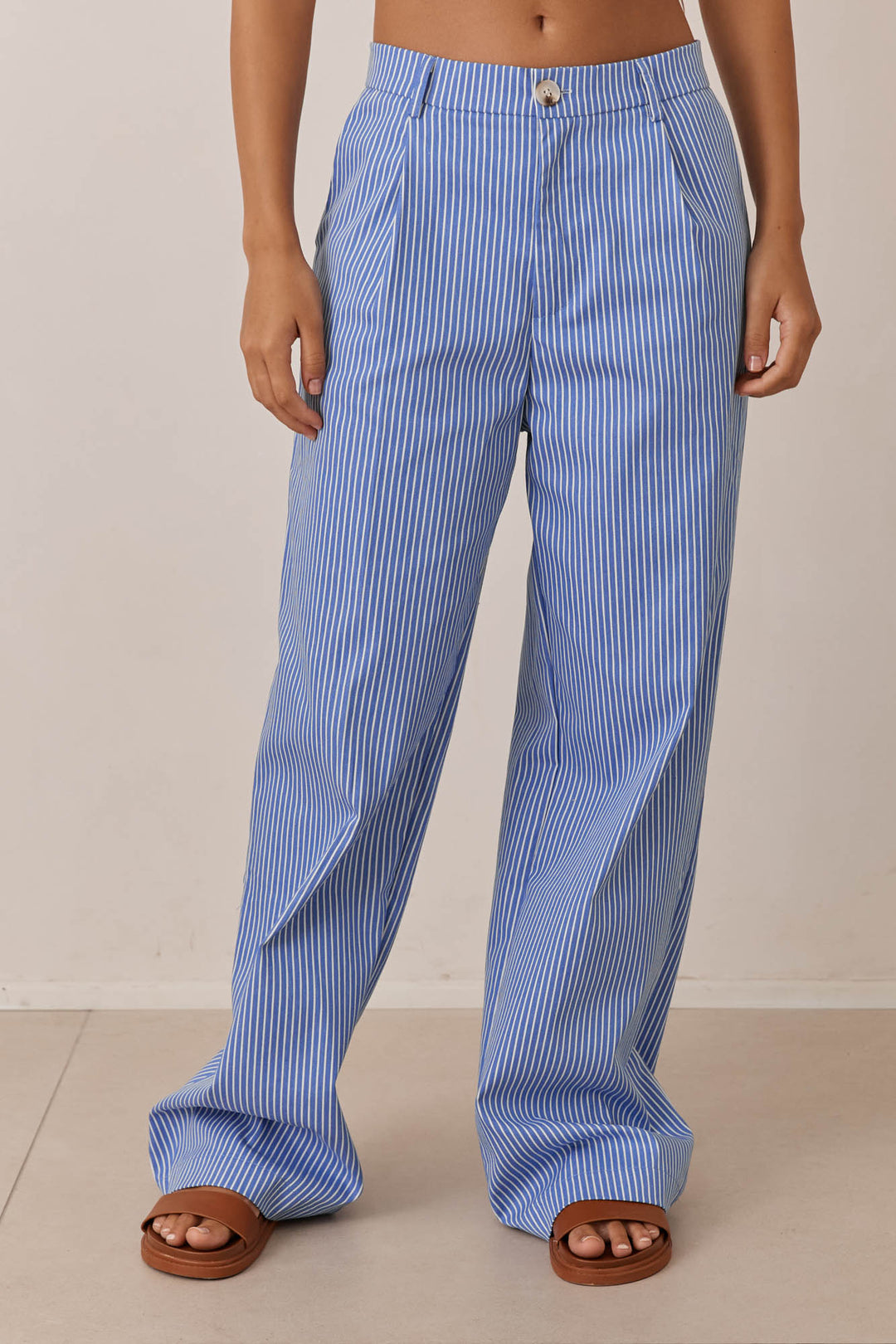 מכנסי מיאמי סטרייפס גזרה ישרה | כחול/לבן