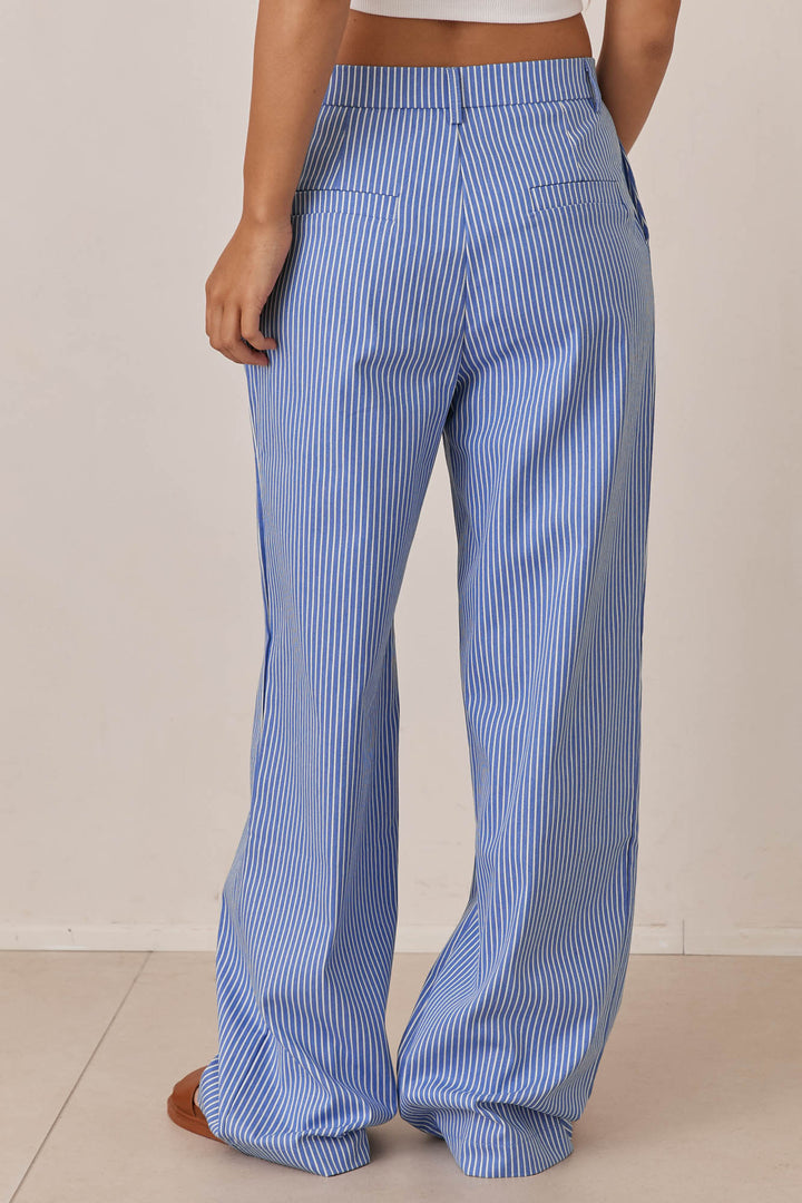 מכנסי מיאמי סטרייפס גזרה ישרה | כחול/לבן