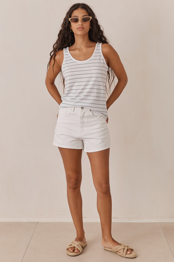 גופיית יאן סטרייפס | לבן/אפור