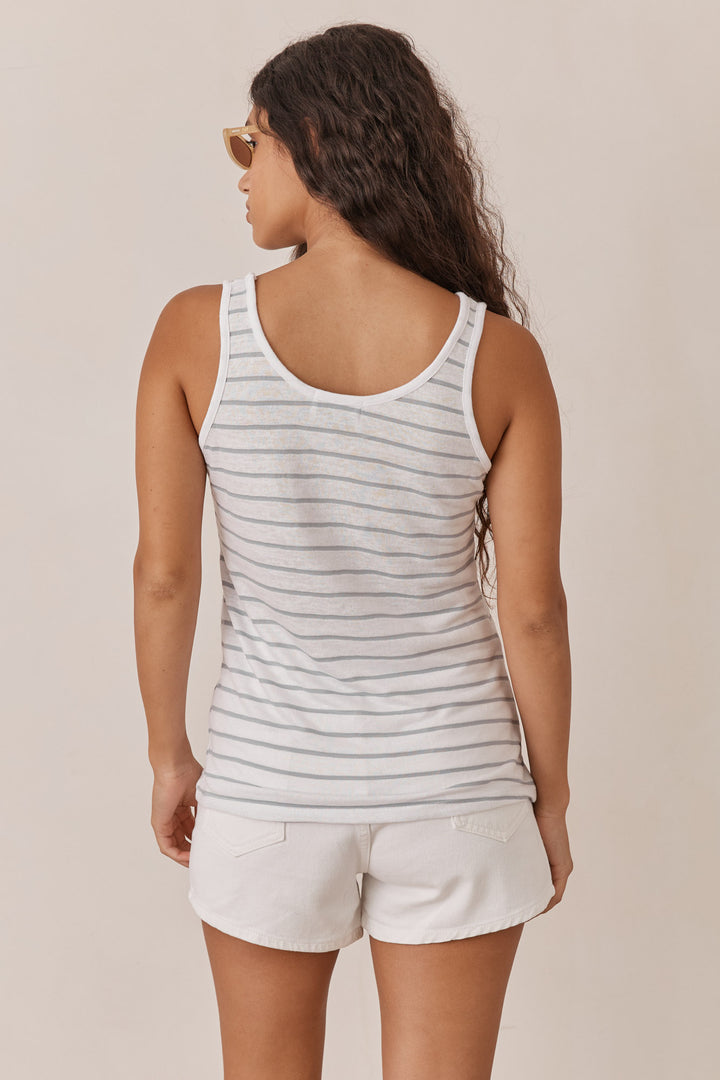 גופיית יאן סטרייפס | לבן/אפור