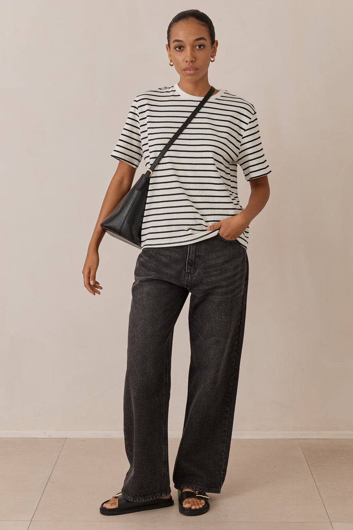 טי שירט סבסטיאן סטרייפס | לבן/שחור