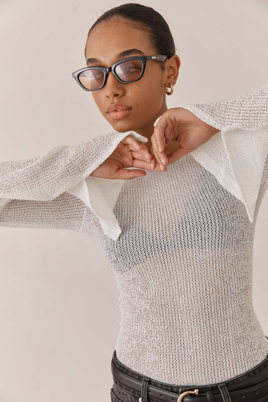 חולצת רשת מילאנו גב פתוח | לבן