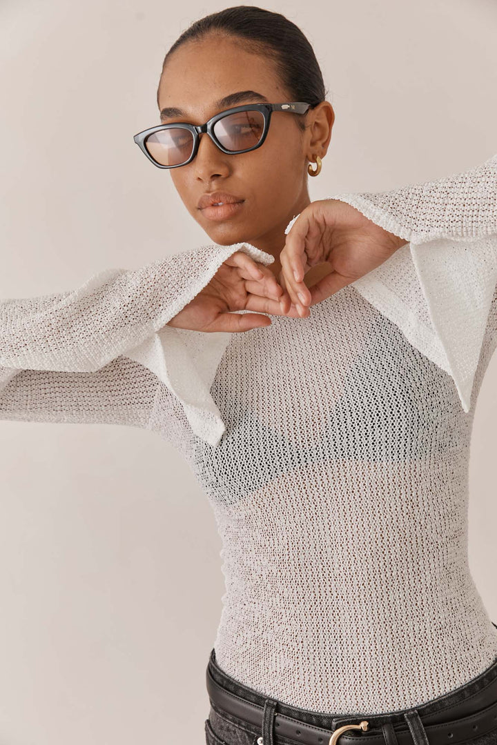 חולצת רשת מילאנו גב פתוח | לבן