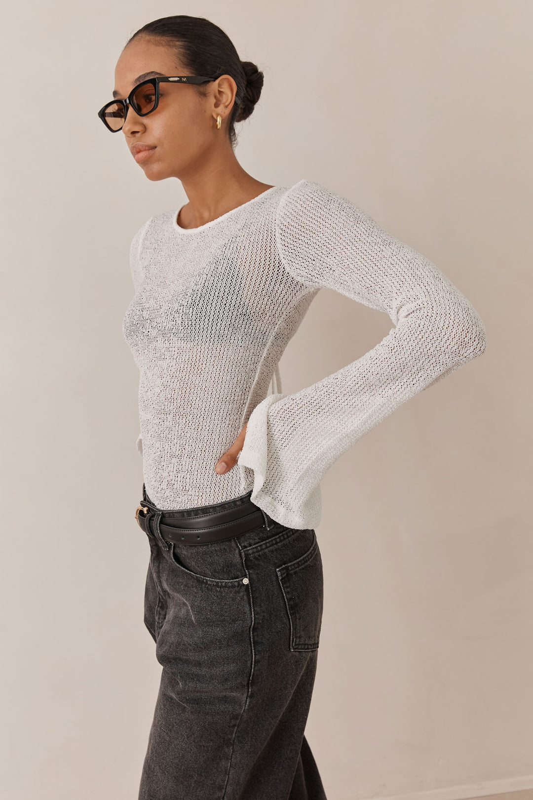 חולצת רשת מילאנו גב פתוח | לבן