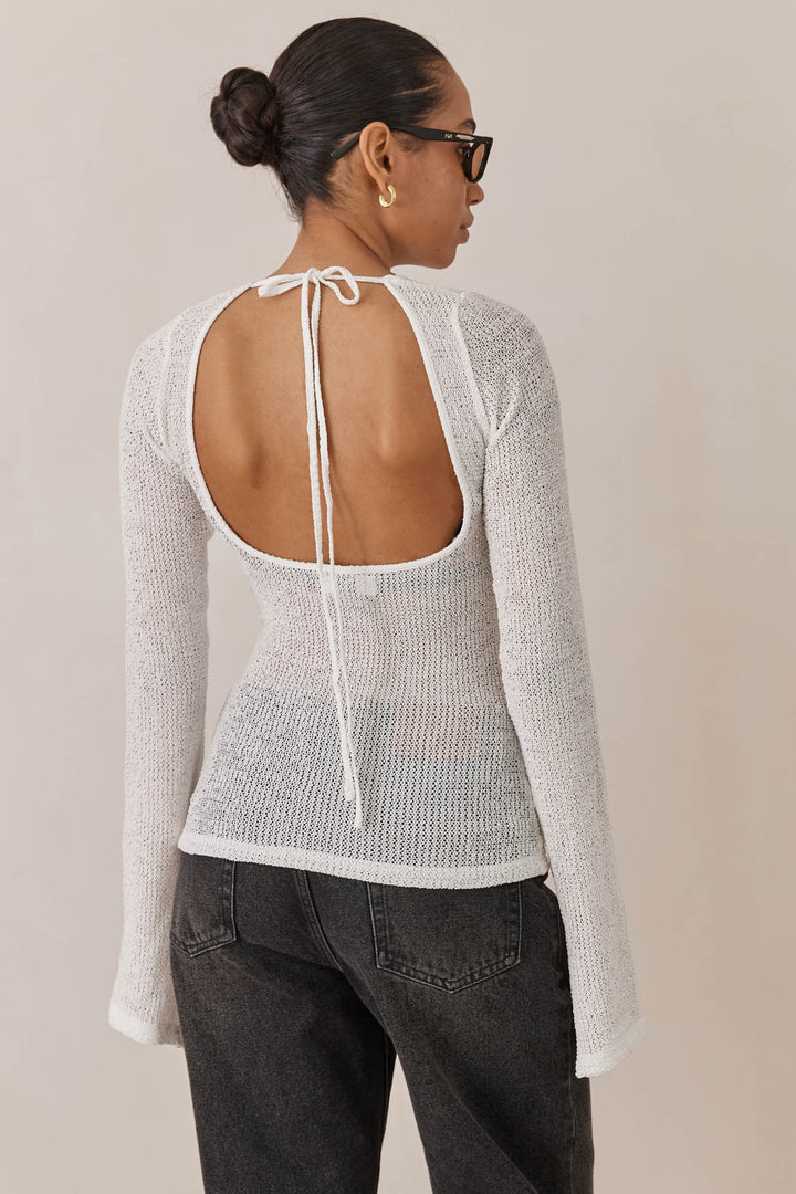 חולצת רשת מילאנו גב פתוח | לבן