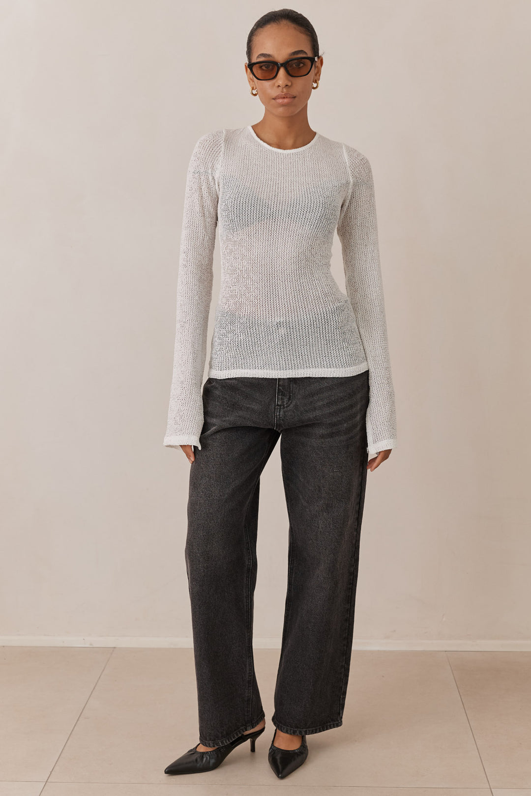 חולצת רשת מילאנו גב פתוח | לבן