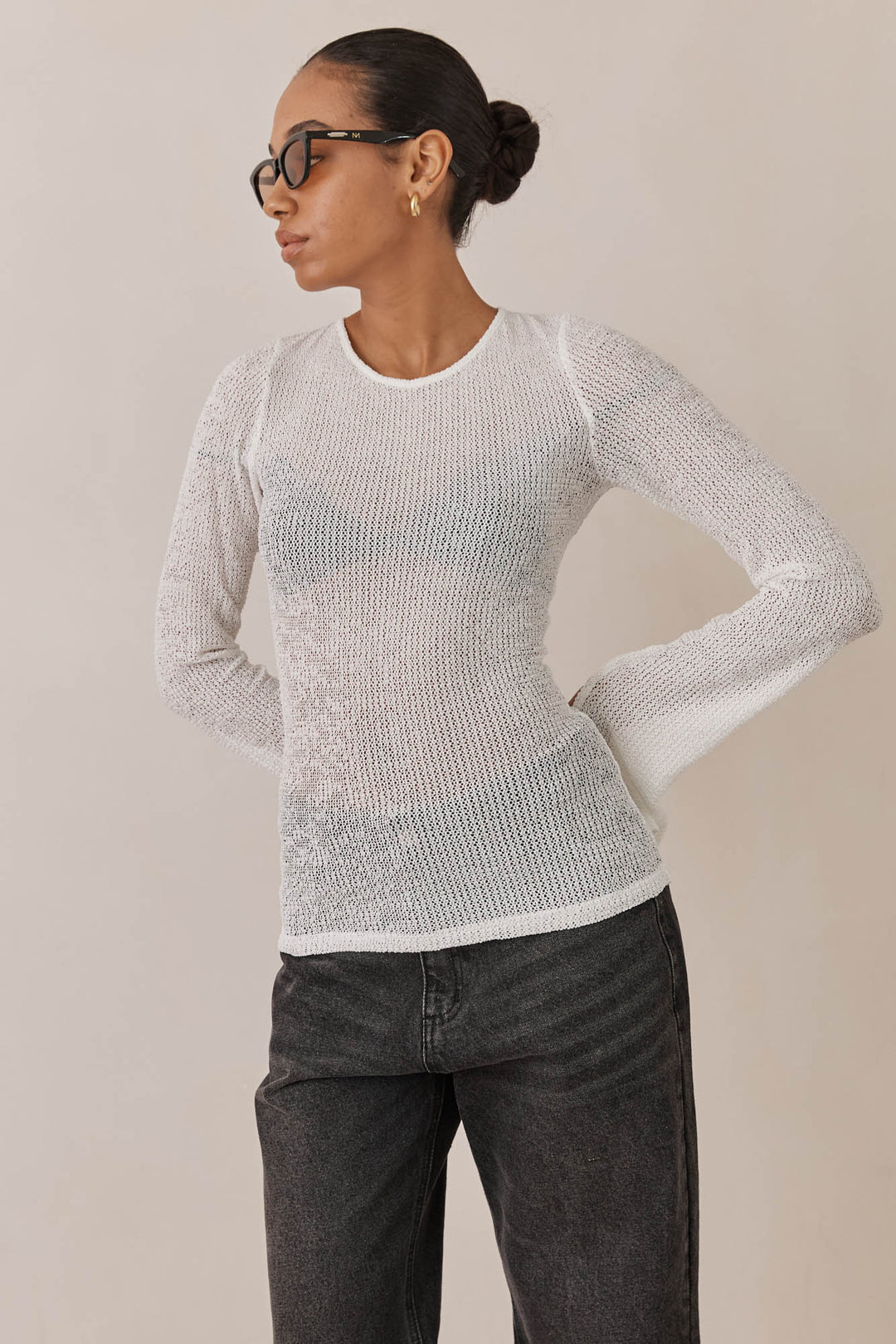 חולצת רשת מילאנו גב פתוח | לבן