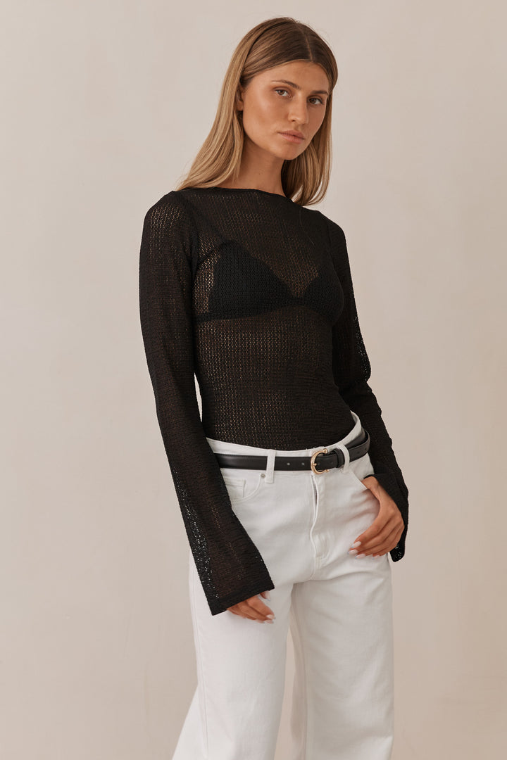חולצת רשת מילאנו גב פתוח | שחור