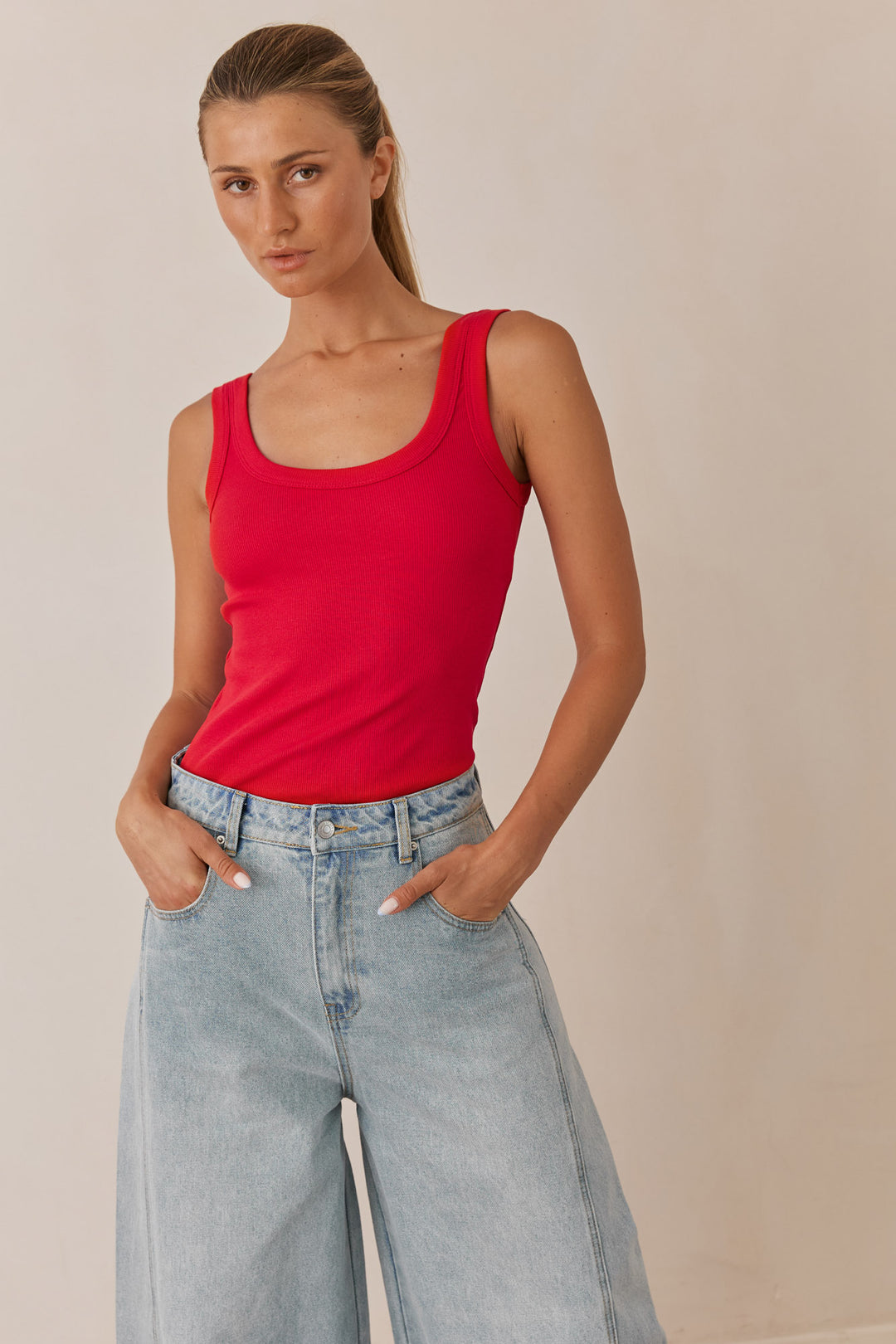 גופיית בייסיק סאמר | אדום