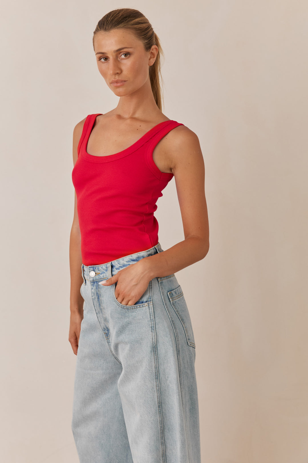 גופיית בייסיק סאמר | אדום