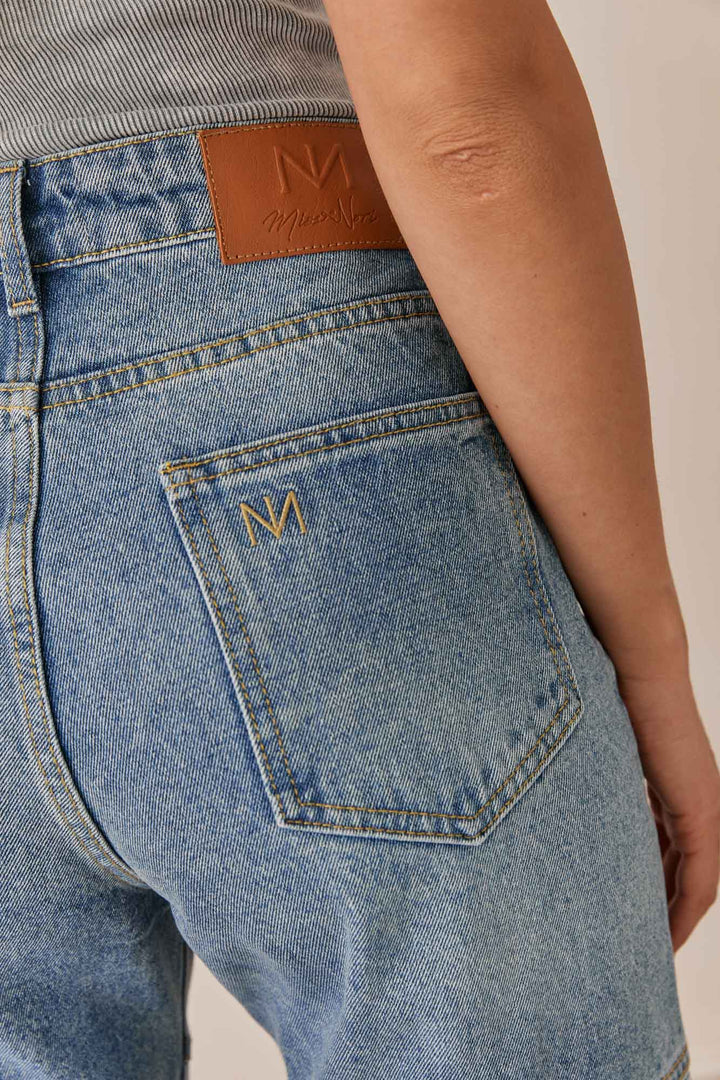 מכנסי דנים ברוקלין בשילוב טלאים | ג'ינס