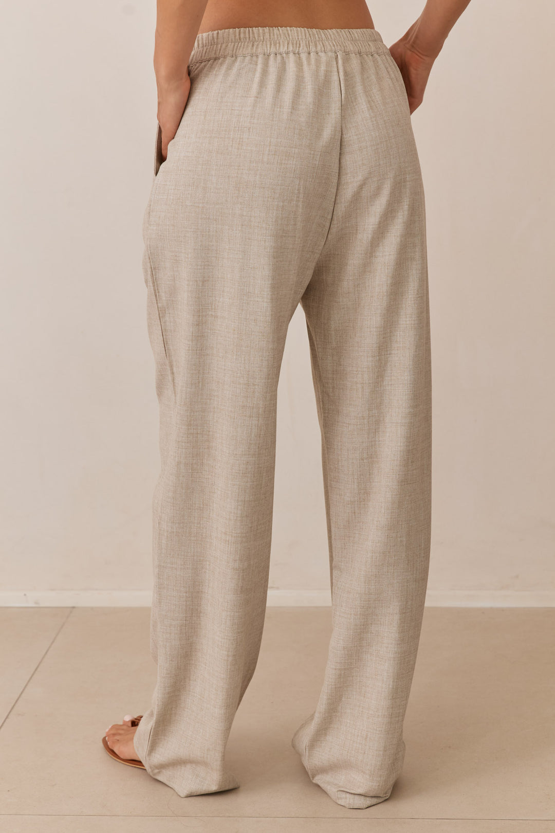 מכנסי אפריל דמוי פשתן | בז'