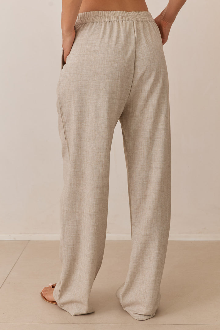 מכנסי אפריל דמוי פשתן | בז'