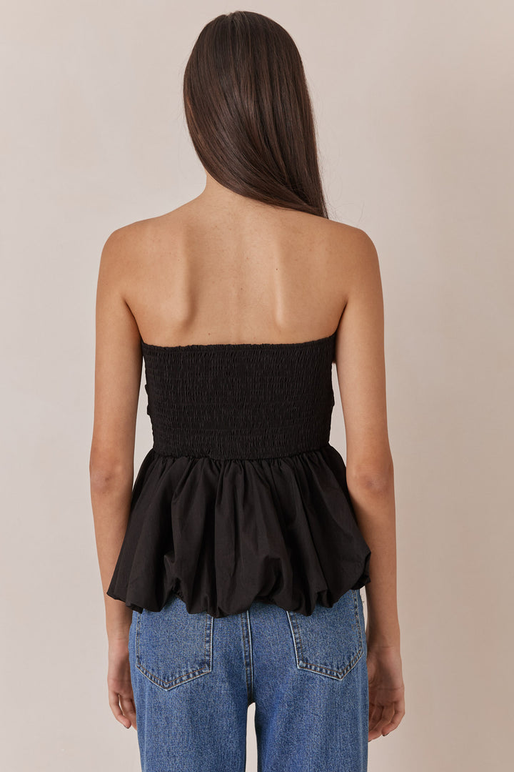 סטרפלס טריה בשילוב פפלום | שחור