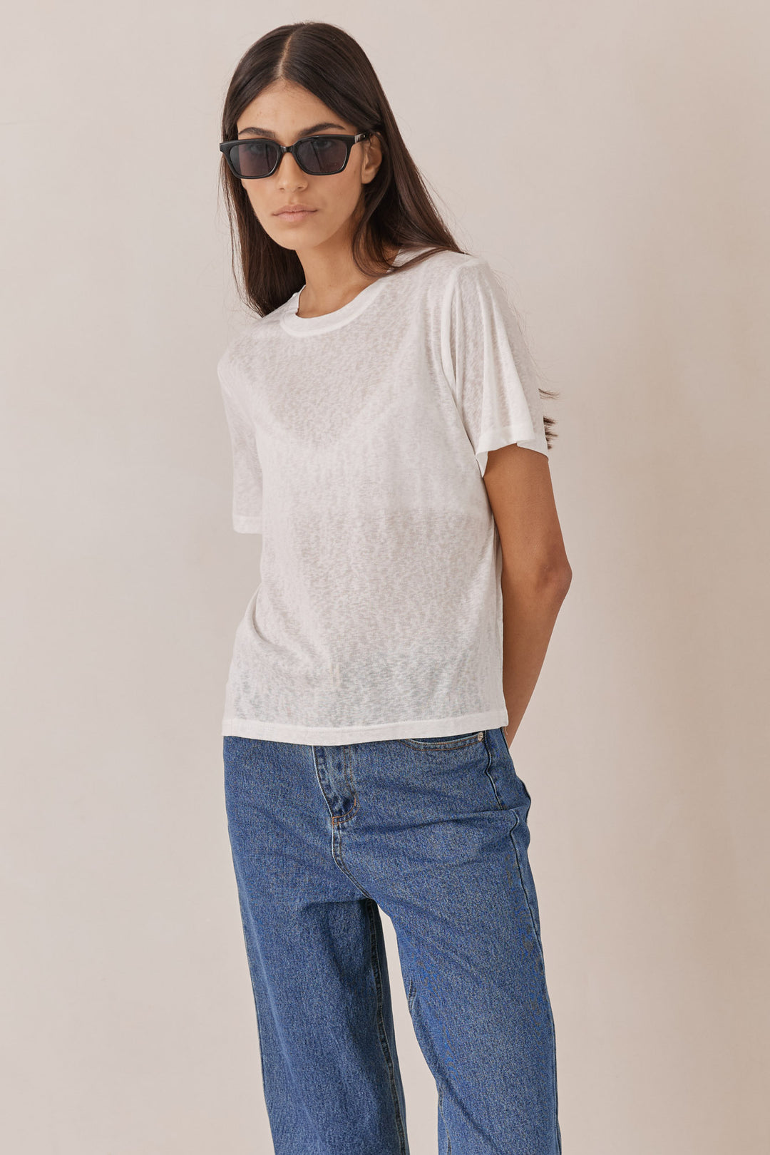 טי שירט טרוי בד שקפקף | לבן