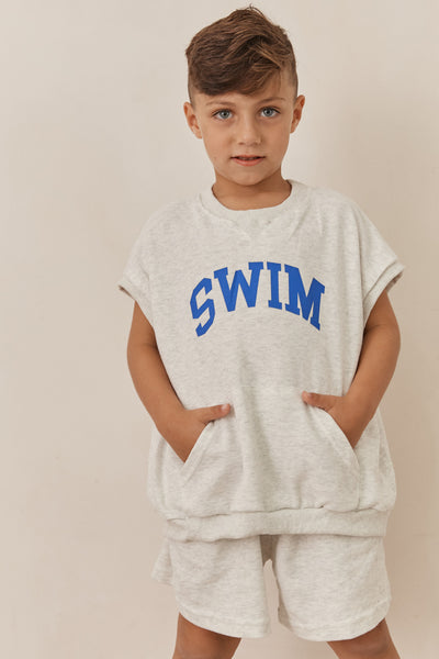 חליפת SWIM פרנץ' טרי גופייה ושורטס  | אפור בהיר