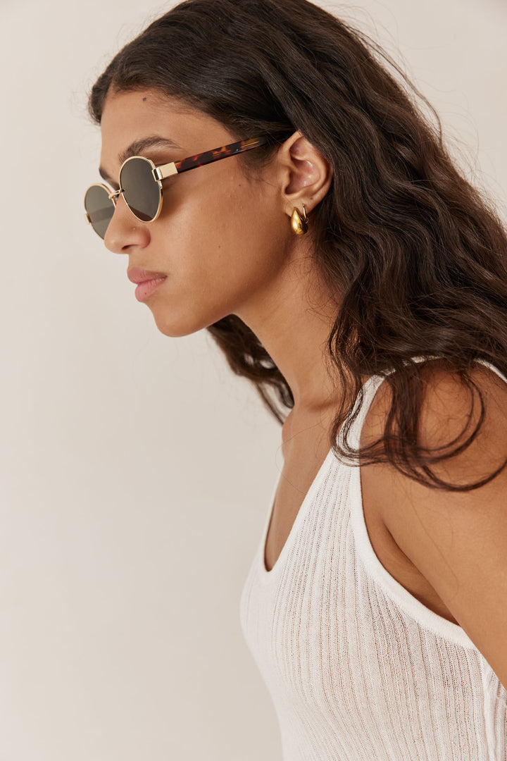 משקפי שמש גולדי מסגרת עגולה | זהב