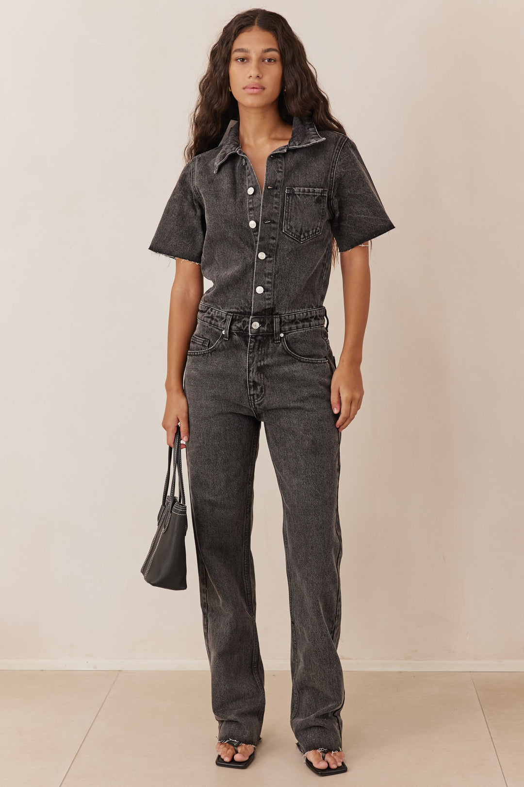 אוברול דנים לואי שרוול קצר | שחור