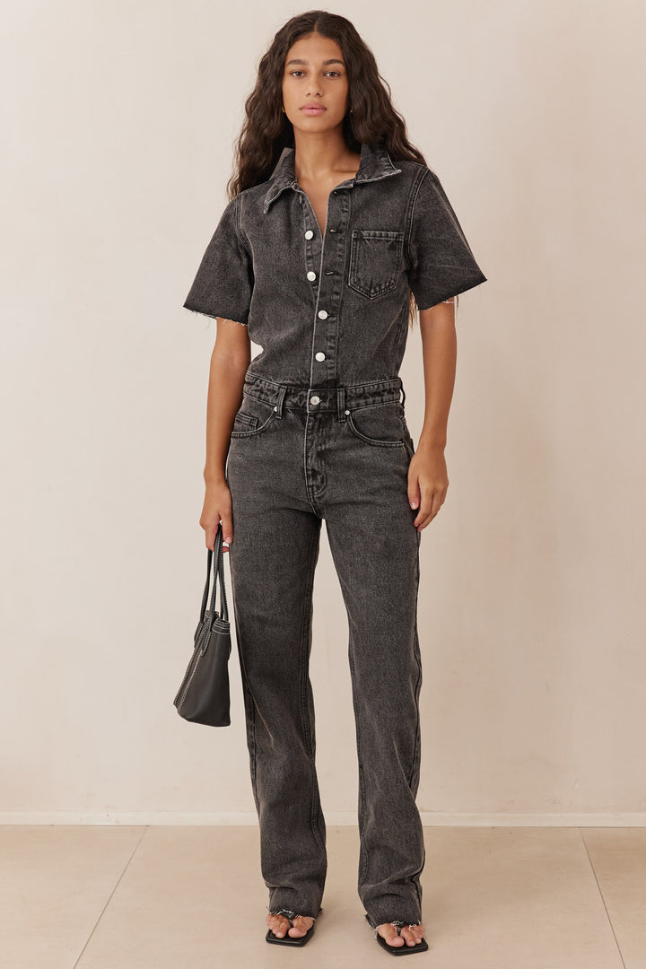 אוברול דנים לואי שרוול קצר | שחור