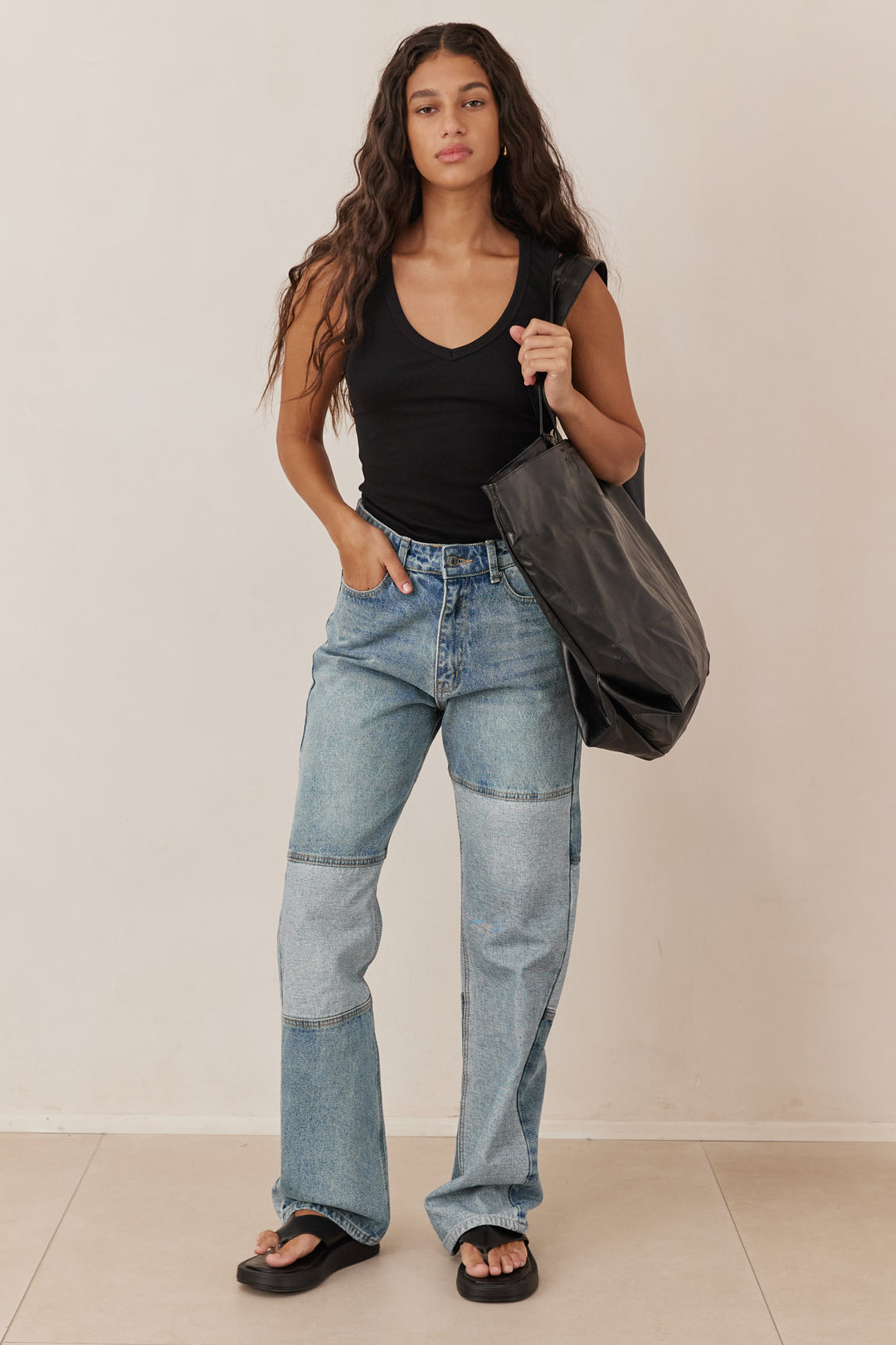 תיק אוברסייז ראיין דמוי עור | שחור