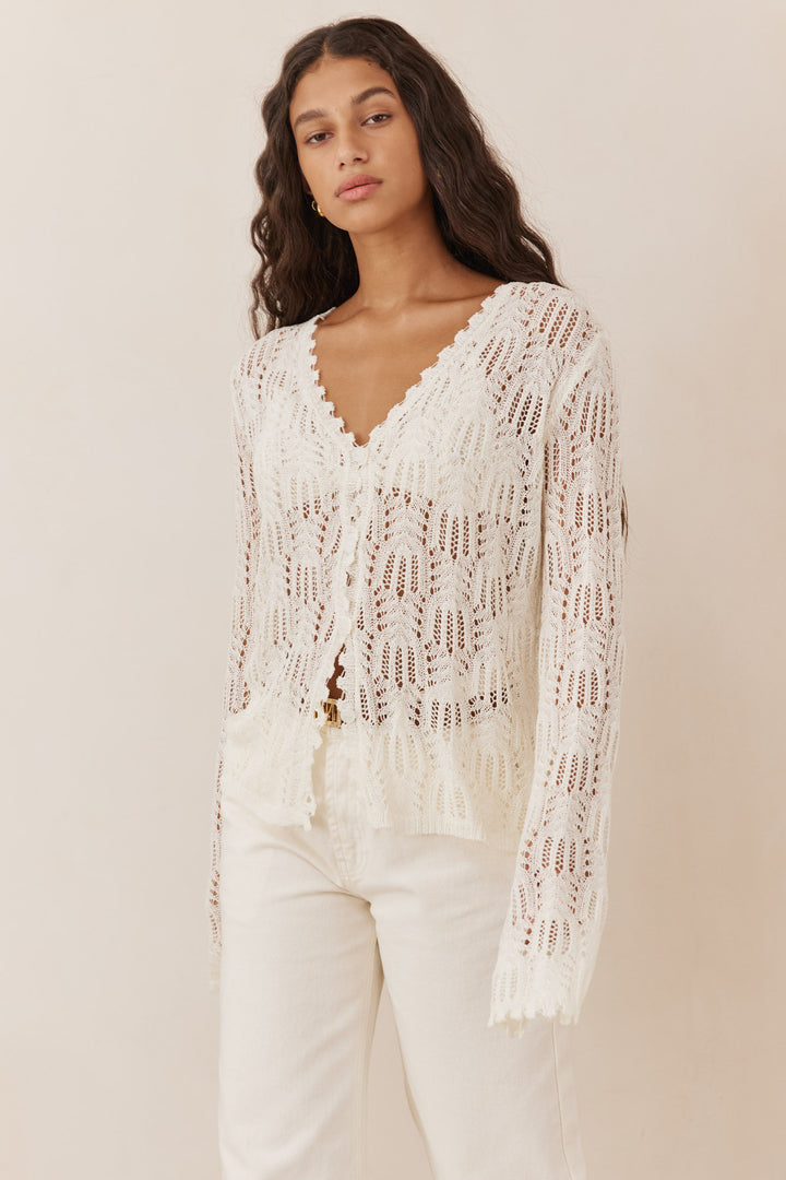 מכופתרת גרייס עיטורי רקמה | לבן