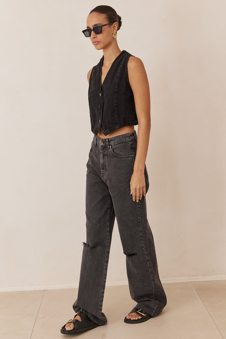 ווסט דנים כריסטי סגירת כפתורים | שחור