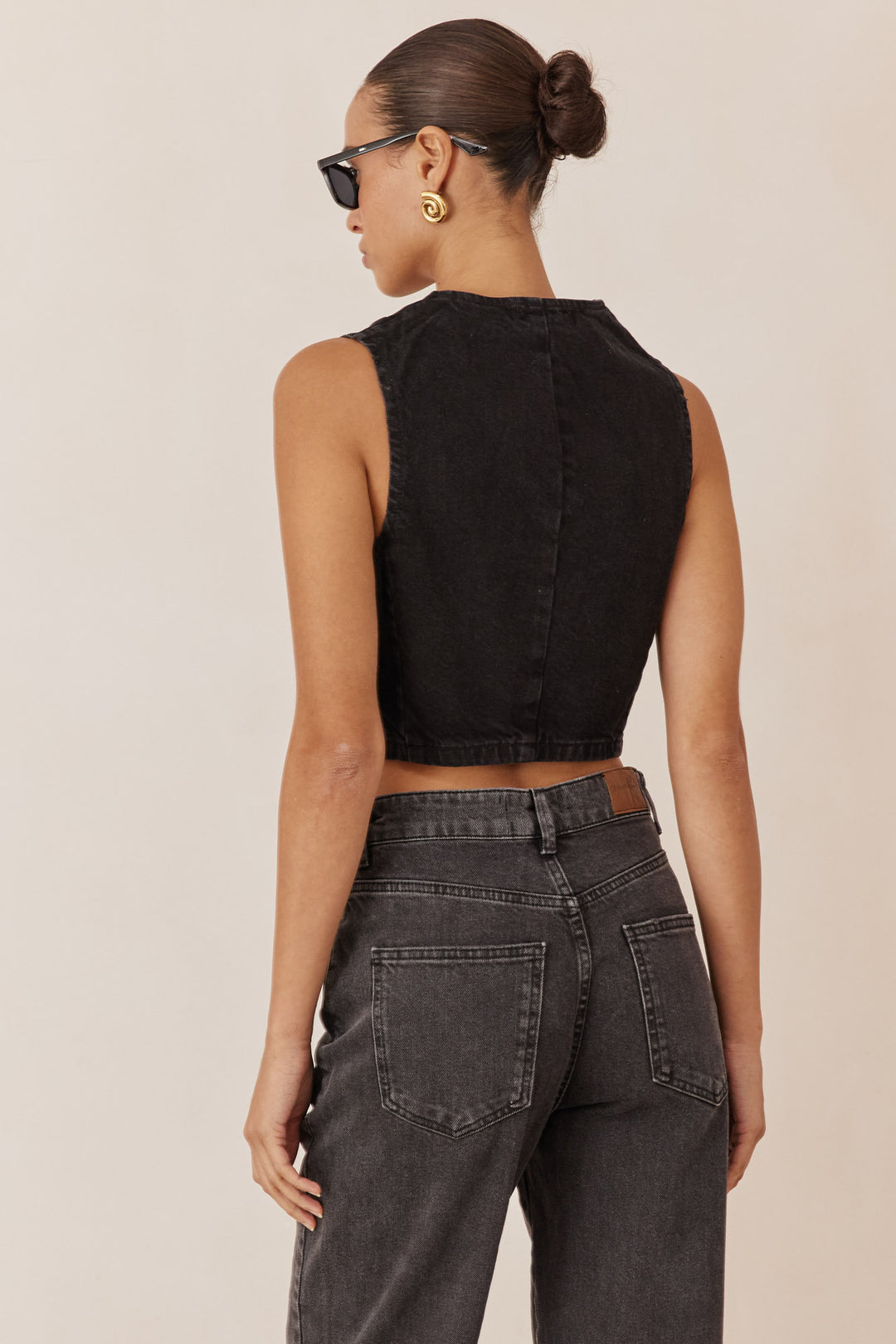 ווסט דנים כריסטי סגירת כפתורים | שחור