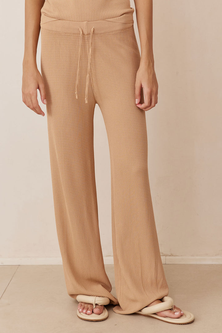 מכנסי לורן סריג וופל | מייפל